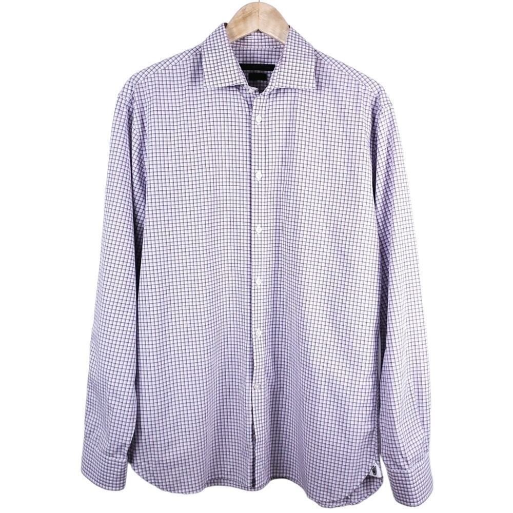 John Varvatos Purple Plaid Dress Shirt  Size 16 (34/35)